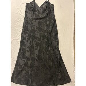 Vintage 90s Victoria's Secret Black Sheer Floral Nightgown Slip Dress, Large